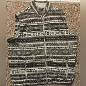 Ralph Lauren Polo Golf Fair Isle Fleece Vest Mens XXL Zip Front Leather Accent